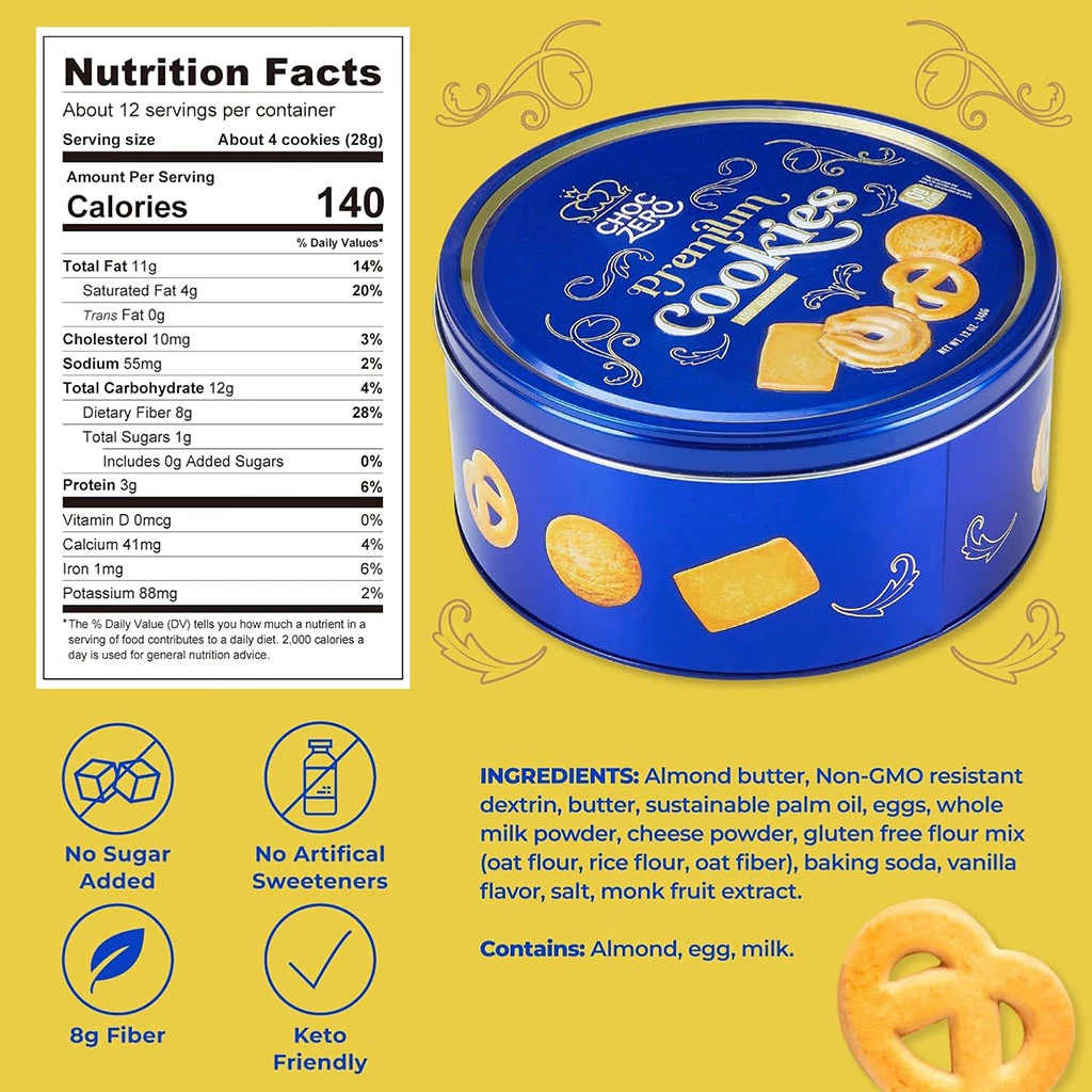 Choczero 無麩質藍罐丹麥牛油曲奇餅 (無添加椰子粉) 340g 48pc Gluten-free Butter Cookies