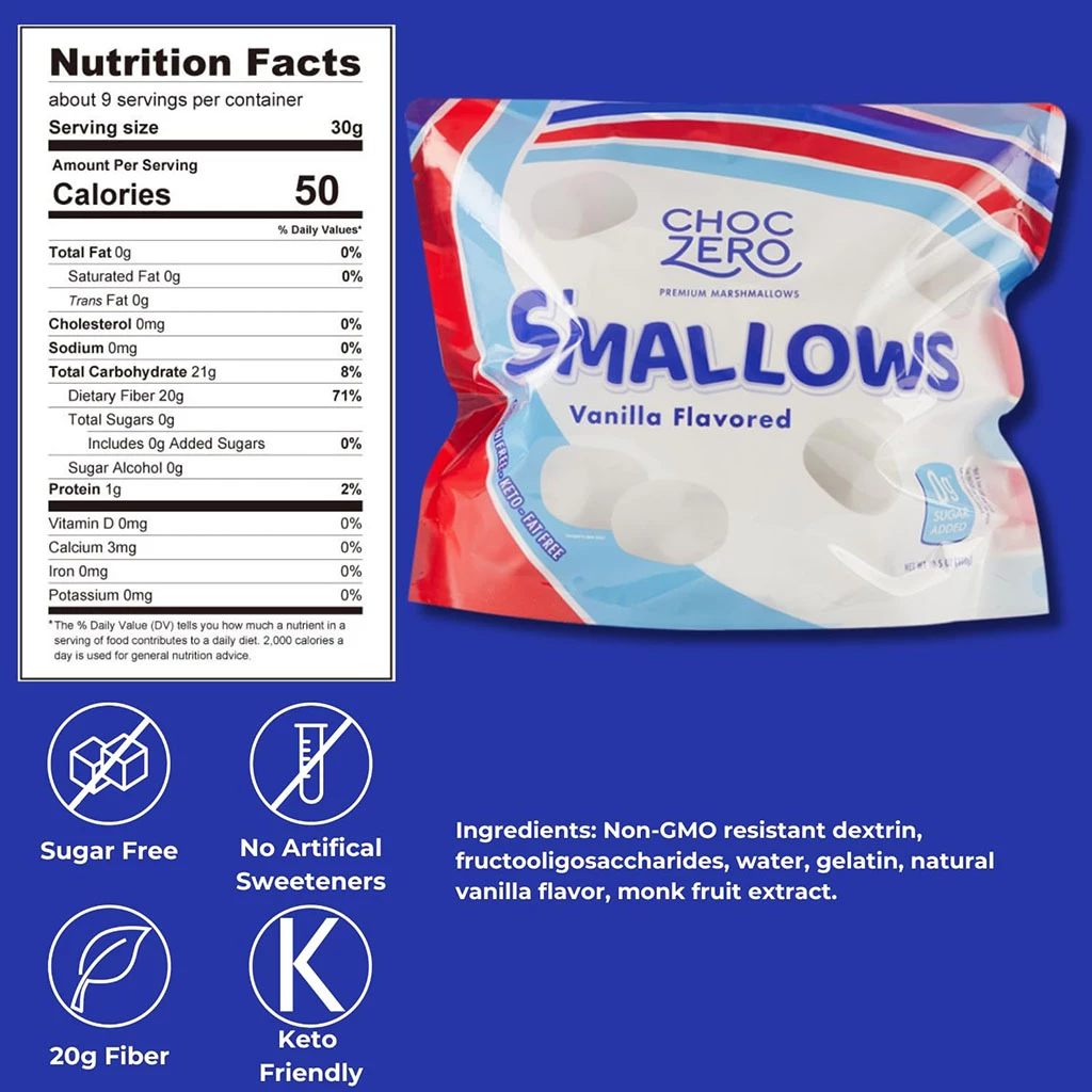 (OUT-OF-STOCK) ChocZero 零糖雲尼拿棉花糖 (含3包獨立包裝) 100g*3小包